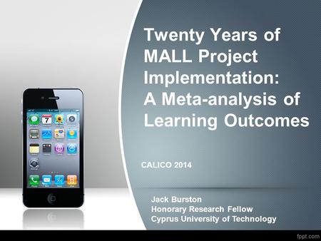 CALICO 2014 Jack Burston Honorary Research Fellow