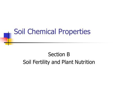 Soil Chemical Properties