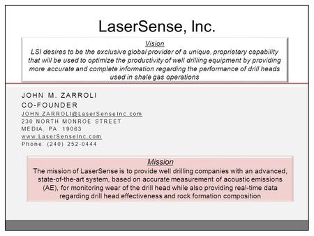 LaserSense, Inc. Mission Vision