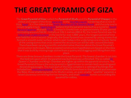 THE GREAT PYRAMID OF GIZA