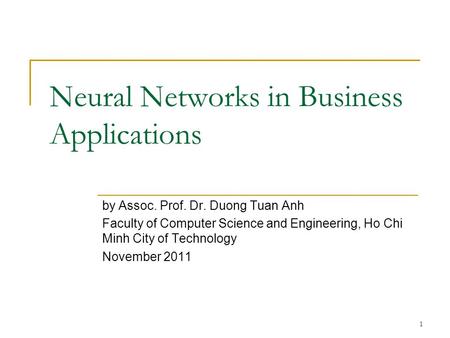 Neural Networks in Business Applications