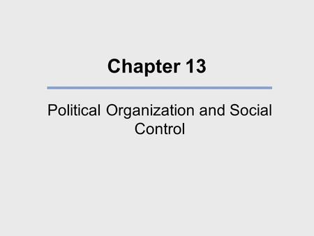 Political Organization and Social Control