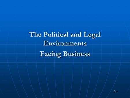 The Political and Legal Environments Facing Business