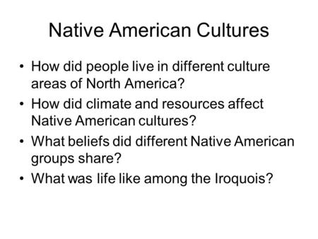 Native American Cultures