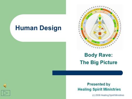 (c) 2008 Healing Spirit Ministries Human Design Body Rave: The Big Picture Presented by.