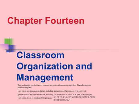 Classroom Organization and Management