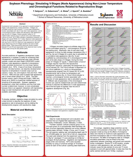 Results and discussion Results and Discussion Figure 3. Observed (symbols) and simulated (lines) V-Stages of soybean cultivars (MG 3.0 to 3.9) grown at.