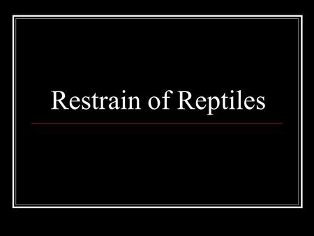 Restrain of Reptiles Restraint??? Reptiles husbandry tools Hooks Forceps Probes.