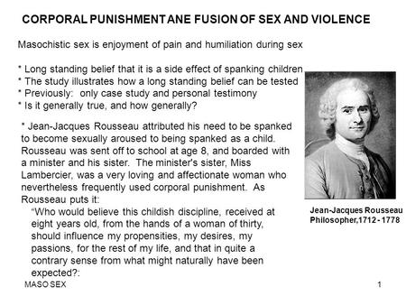 CORPORAL PUNISHMENT ANE FUSION OF SEX AND VIOLENCE