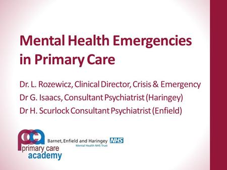 Mental Health Emergencies in Primary Care