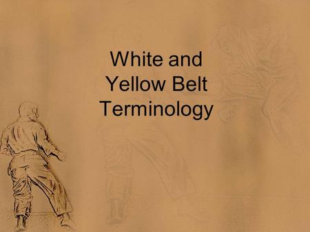 White and Yellow Belt Terminology. Instructions Each word will appear at the top of the slide. After 5 seconds, the definition will appear below (Hint: