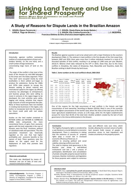 Materials and methods This study was developed by means of literature and use of data of land and research institutions in Brazil. Results The Brazilian.