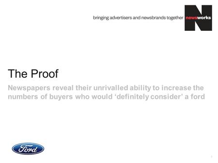 The Proof 1 Newspapers reveal their unrivalled ability to increase the numbers of buyers who would ‘definitely consider’ a ford.