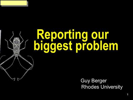 1 Reporting our biggest problem Guy Berger Rhodes University.