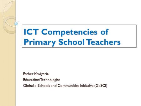 ICT Competencies of Primary School Teachers