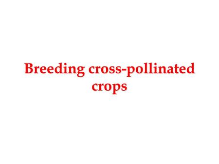 Breeding cross-pollinated crops