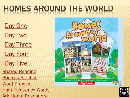 Day One Day Two Day Three Day Four Day Five Shared Reading Phonics Practice Word Practice High Frequency Words Additional Resources.