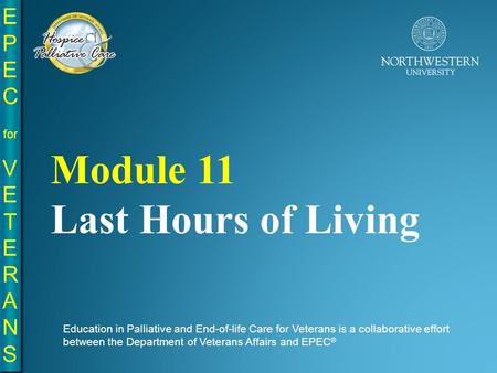 EPE C for VE T E R A N S EPE C for VE T E R A N S Education in Palliative and End-of-life Care for Veterans is a collaborative effort between the Department.