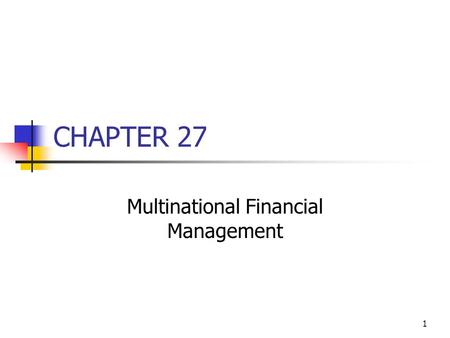 Multinational Financial Management