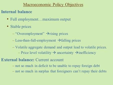 Macroeconomic Policy Objectives