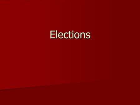 Elections. Presidential Election Processes: Evolving through time Party Role in Elections Party Role in Elections The Nominating Processes The Nominating.