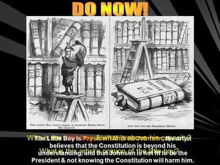 Who is the little boy & what is above his capacity? What is this artist’s opinion of the little boy? The Little Boy is President Andrew Johnson, the artist.