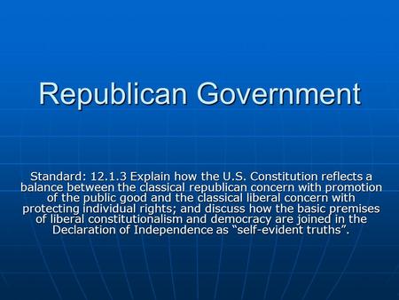 Republican Government