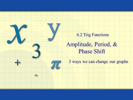 Amplitude, Period, & Phase Shift