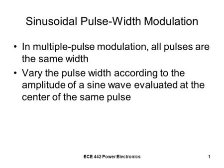 Sinusoidal Pulse-Width Modulation