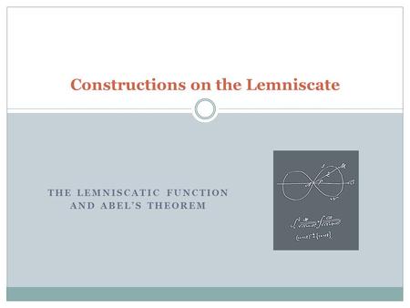 Constructions on the Lemniscate