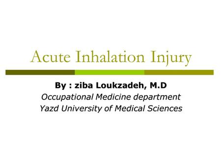 Acute Inhalation Injury