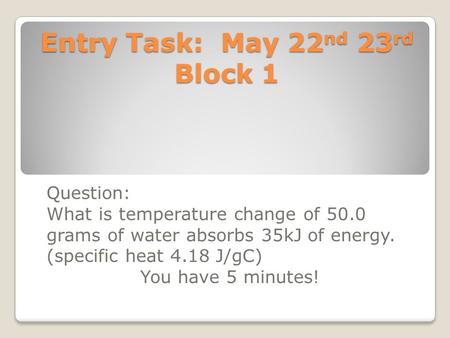 Entry Task: May 22nd 23rd Block 1