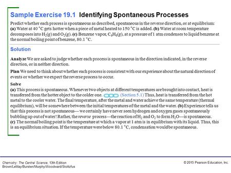 Sample Exercise 19.1 Identifying Spontaneous Processes