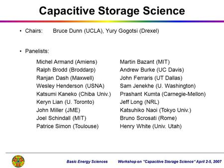 Capacitive Storage Science