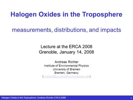 Halogen Oxides in the Troposphere