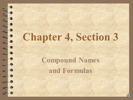 Compound Names and Formulas