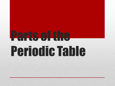 Parts of the Periodic Table. Mendeleev & the Development of the Periodic Table Dmitri Mendeleev The original periodic table was developed by a Russian.