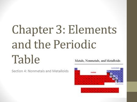 Chapter 3: Elements and the Periodic Table