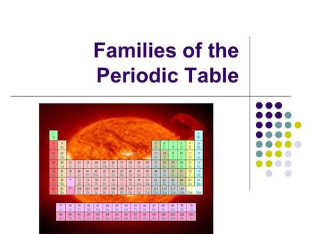 Families of the Periodic Table