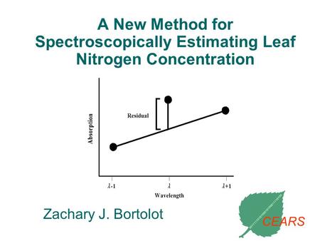 A New Method for Spectroscopically Estimating Leaf Nitrogen Concentration Zachary J. Bortolot CEARS.