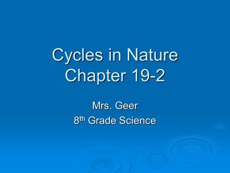 Cycles in Nature Chapter 19-2