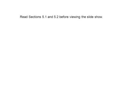 Read Sections 5.1 and 5.2 before viewing the slide show.