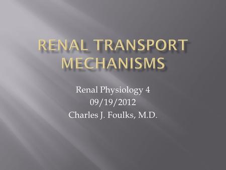 Renal Transport Mechanisms