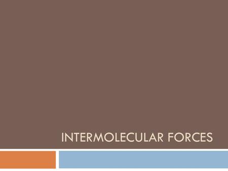 INTERMOLECULAR FORCES. Three types of force can operate between covalent (not ionic) molecules:  Dispersion Forces also known as London Forces as Weak.