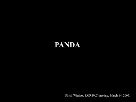 PANDA Ulrich Wiedner, FAIR PAC meeting, March 14, 2005.