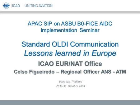 ICAO EUR/NAT Office Celso Figueiredo – Regional Officer ANS - ATM