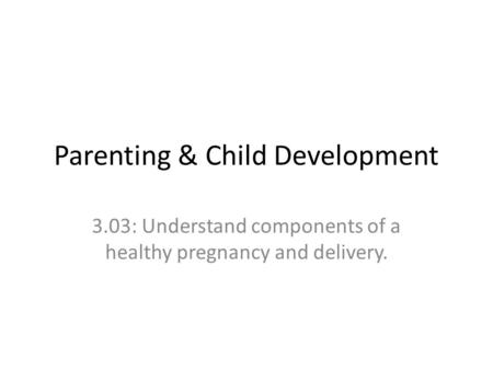 Parenting & Child Development