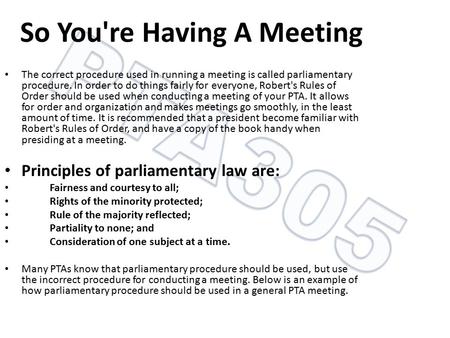 So You're Having A Meeting