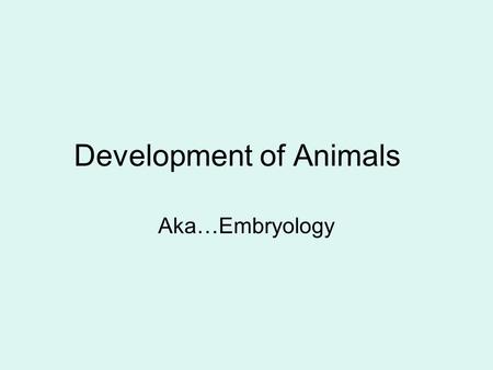 Development of Animals