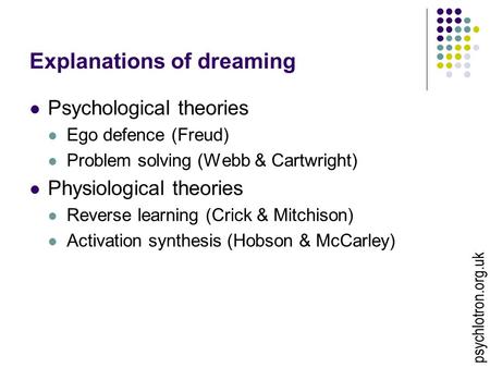 Explanations of dreaming